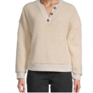 a.n.a Henley Sherpa Cream Sweater Size XXL NWT